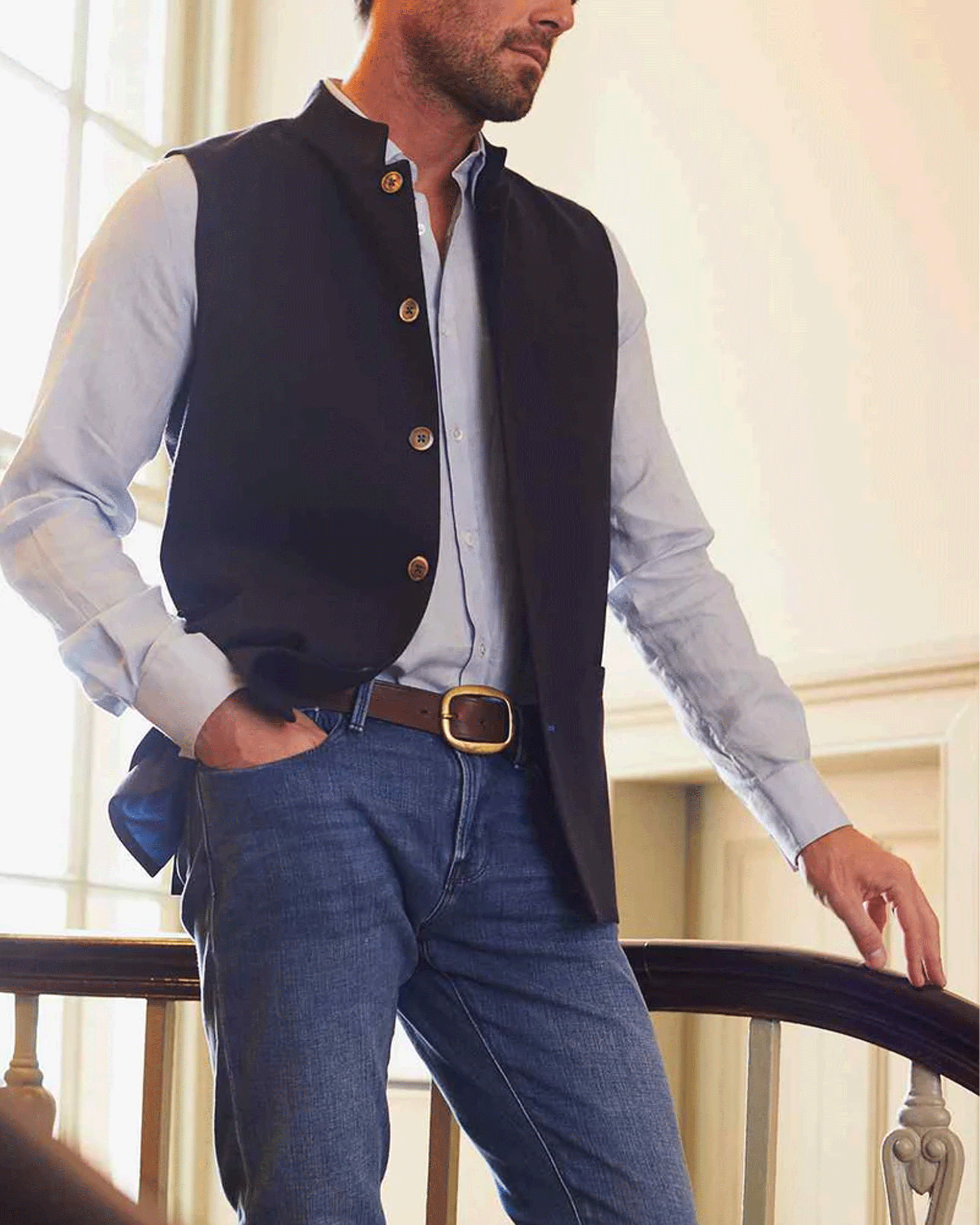 Jax Cashmere Nehru Gilet