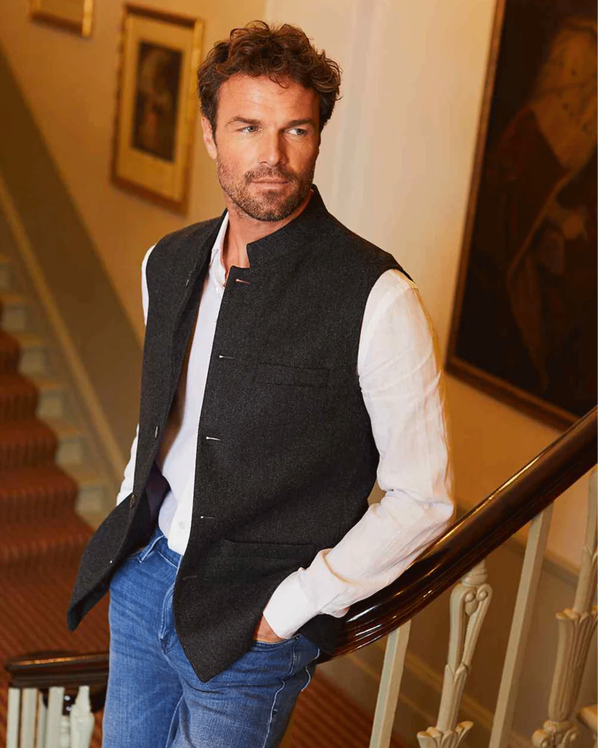 Jax Fine Wool Nehru Gilet