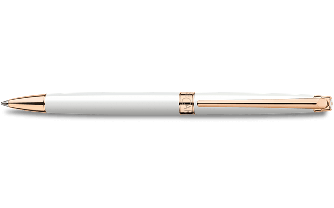 Caran D'Ache Leman White Rose Gold Slim Ballpoint Pen