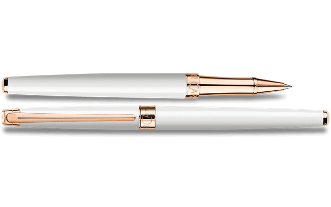 Caran D'Ache Leman White Rose Gold Slim Rollerball Pen