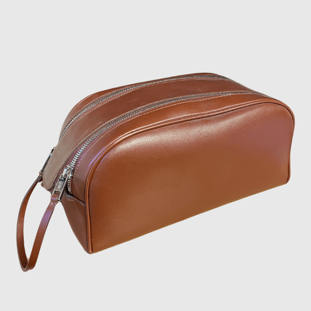 Leather Double Zip Wash Bag