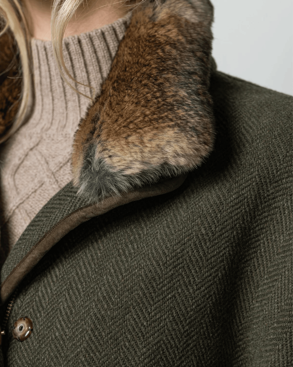 Habsburg Wool Cape Kolbenturm in Herringbone