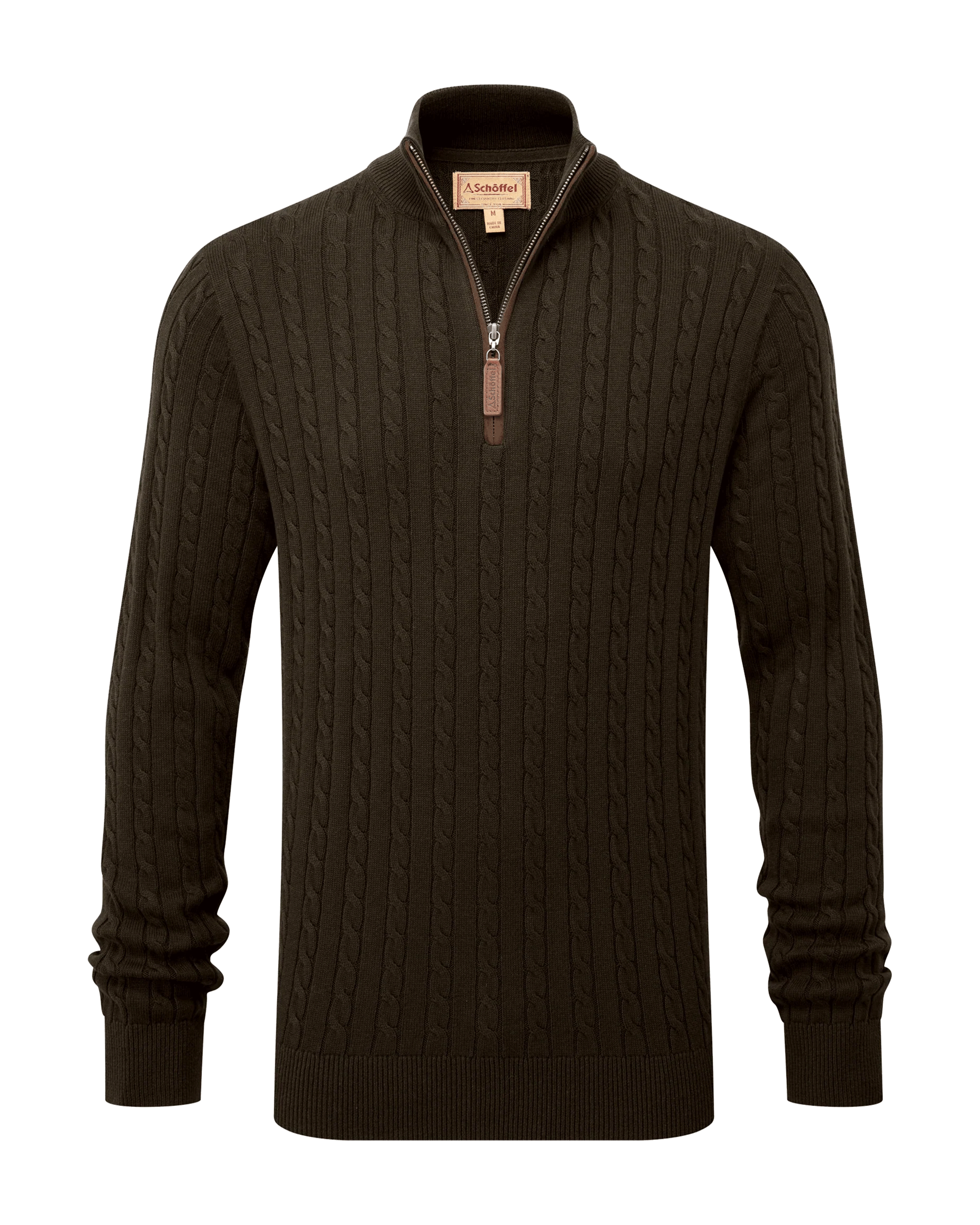 Schoffel Men's Calton Cotton Cashmere Cable 1/4 Zip Jumper