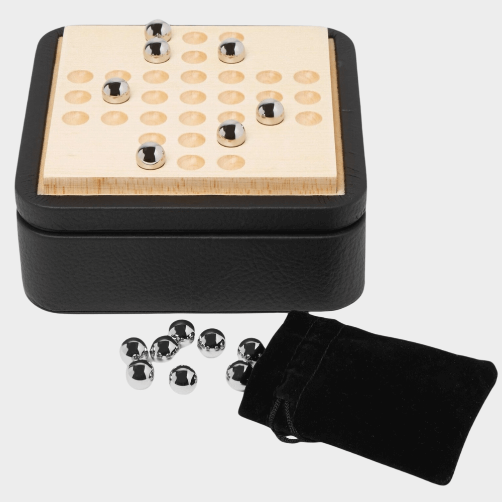 Leather Solitaire/Noughts & Crosses Set