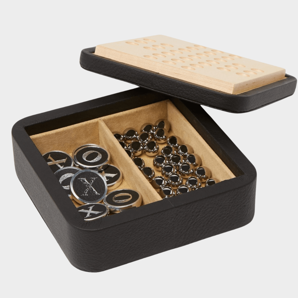 Leather Solitaire/Noughts & Crosses Set