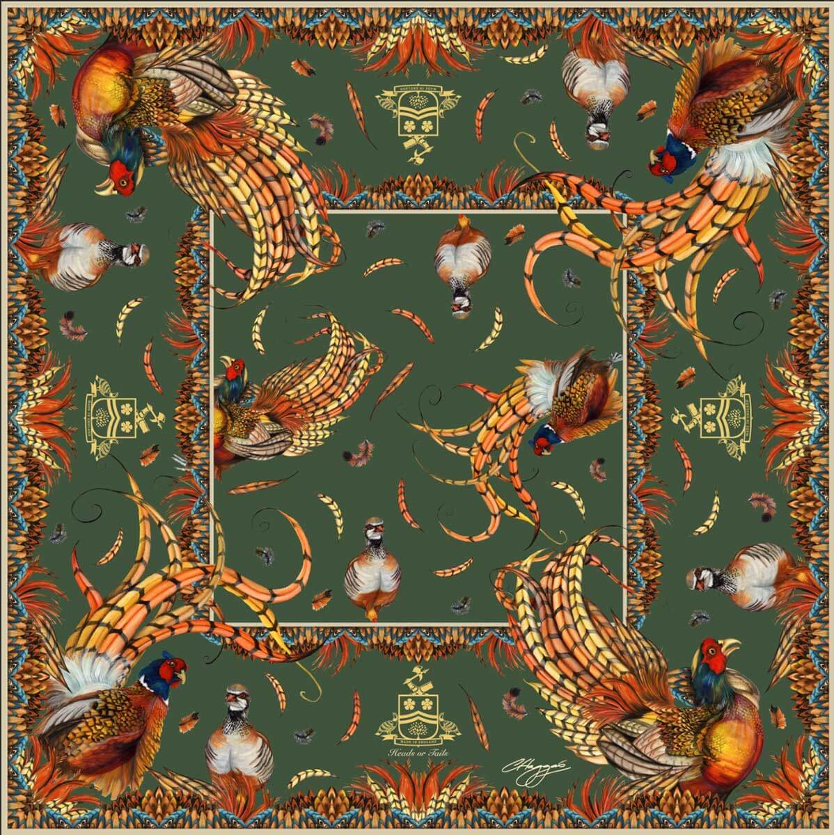 Clare Haggas Large Silk Scarf - Heads or Tails