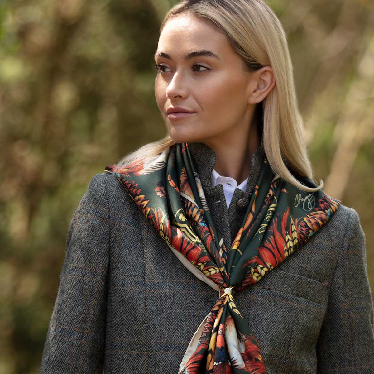 Clare Haggas Large Silk Scarf - Heads or Tails