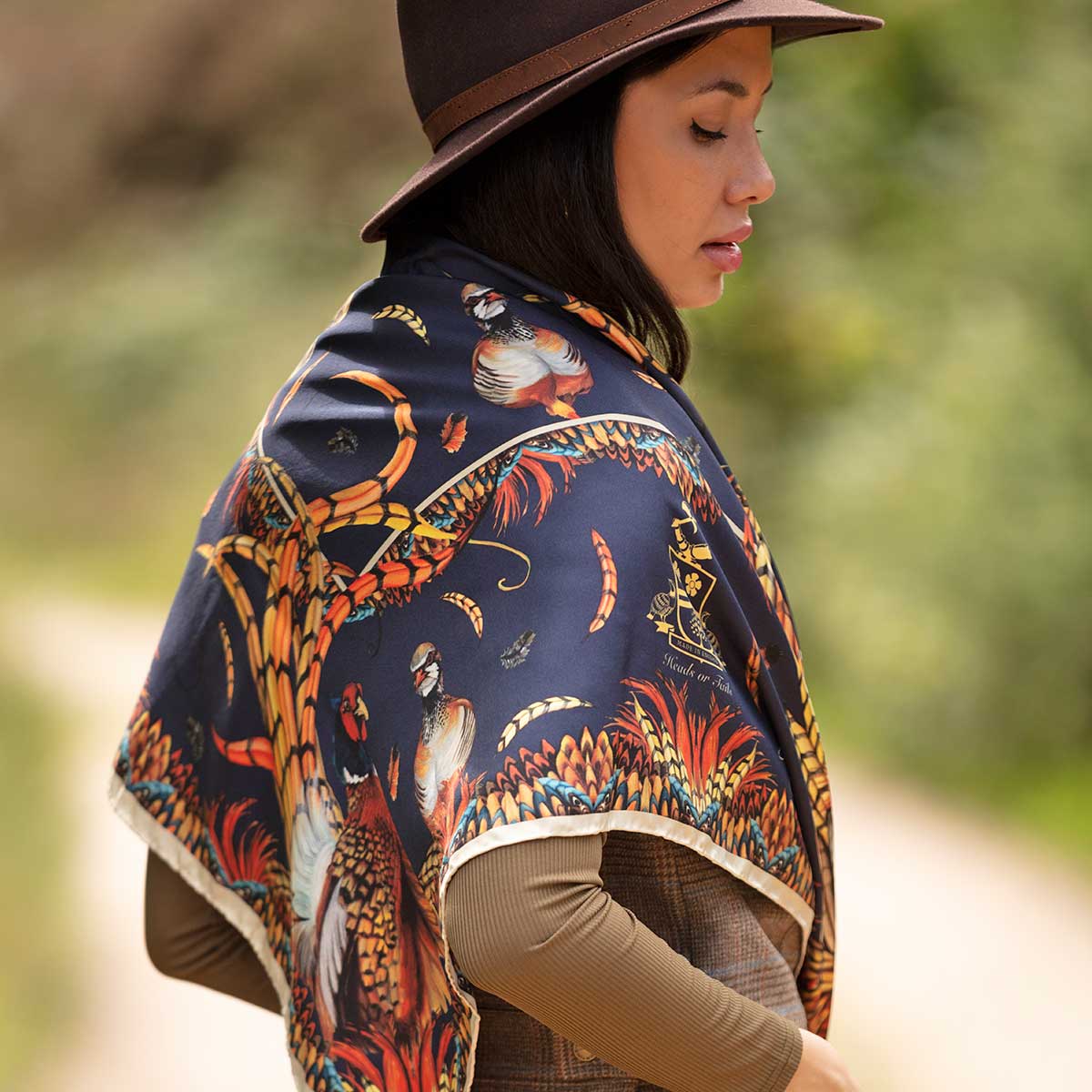 Clare Haggas Large Silk Scarf - Heads or Tails