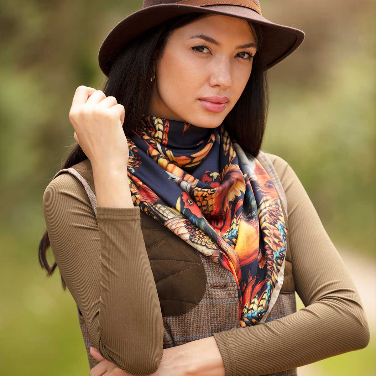 Clare Haggas Large Silk Scarf - Heads or Tails