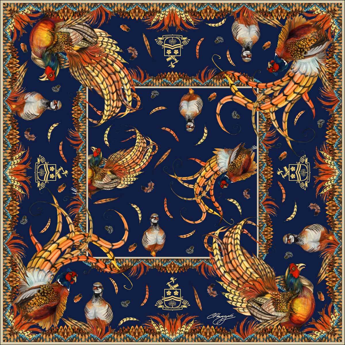 Clare Haggas Large Silk Scarf - Heads or Tails