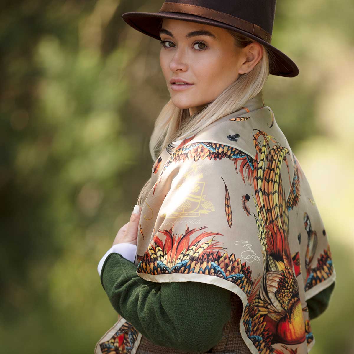 Clare Haggas Large Silk Scarf - Heads or Tails