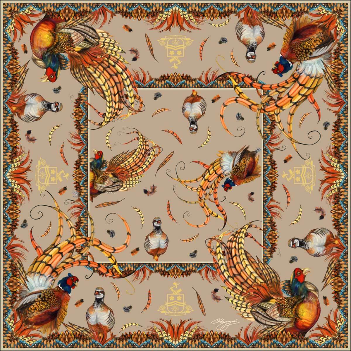 Clare Haggas Large Silk Scarf - Heads or Tails